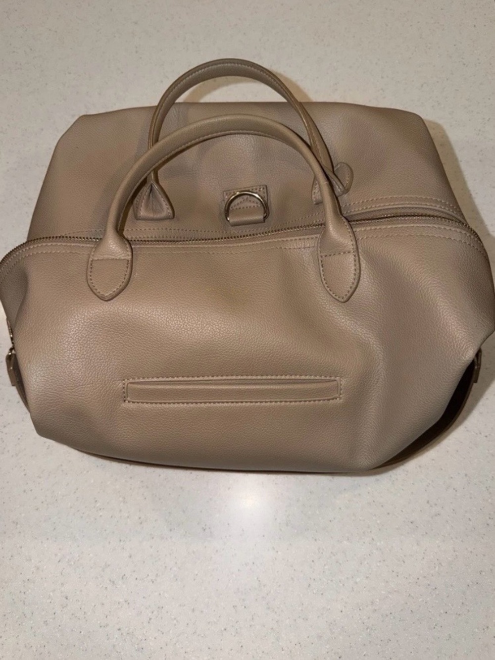 Emmy Vegan Midi, Color Sand, Diaper bag, Water Resistant Lining, 9 Internal Pock
